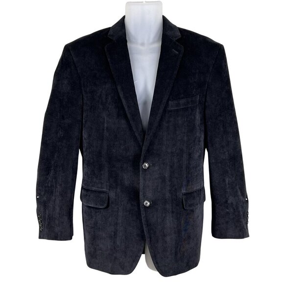 Calvin Klein Men 42R Black Corduroy Sport Coat Double Vented Timeless Minimalist